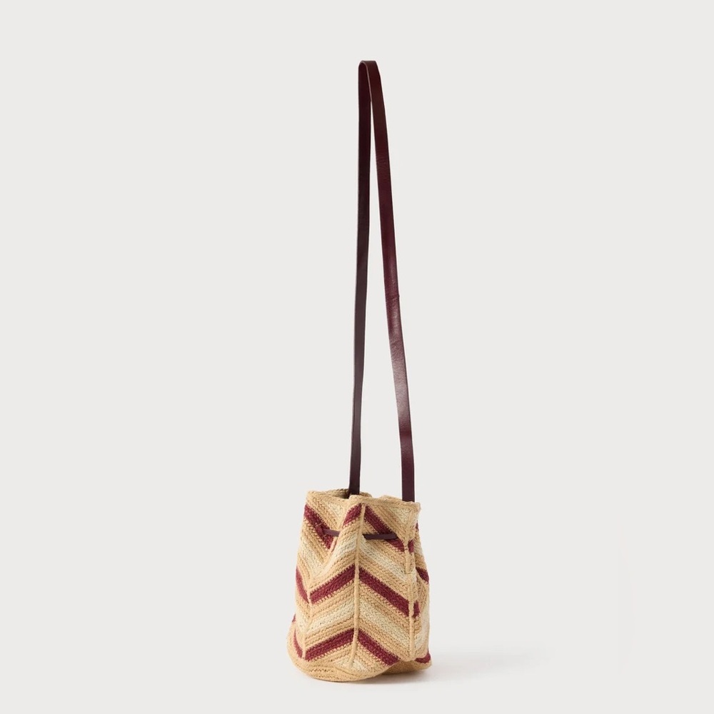 NWT VANESSA BRUNO CHEVRON JUTE CROSSBODY BAG - Picture 2 of 9